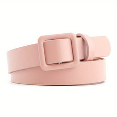 Square Buckle Thin Belts Candy PU Leather Belt Casual Women Dress Accessories