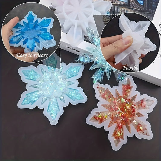 Christmas Ornaments Snowflake Pendant Silicone Mold DIY Crafts Jewelry Making
