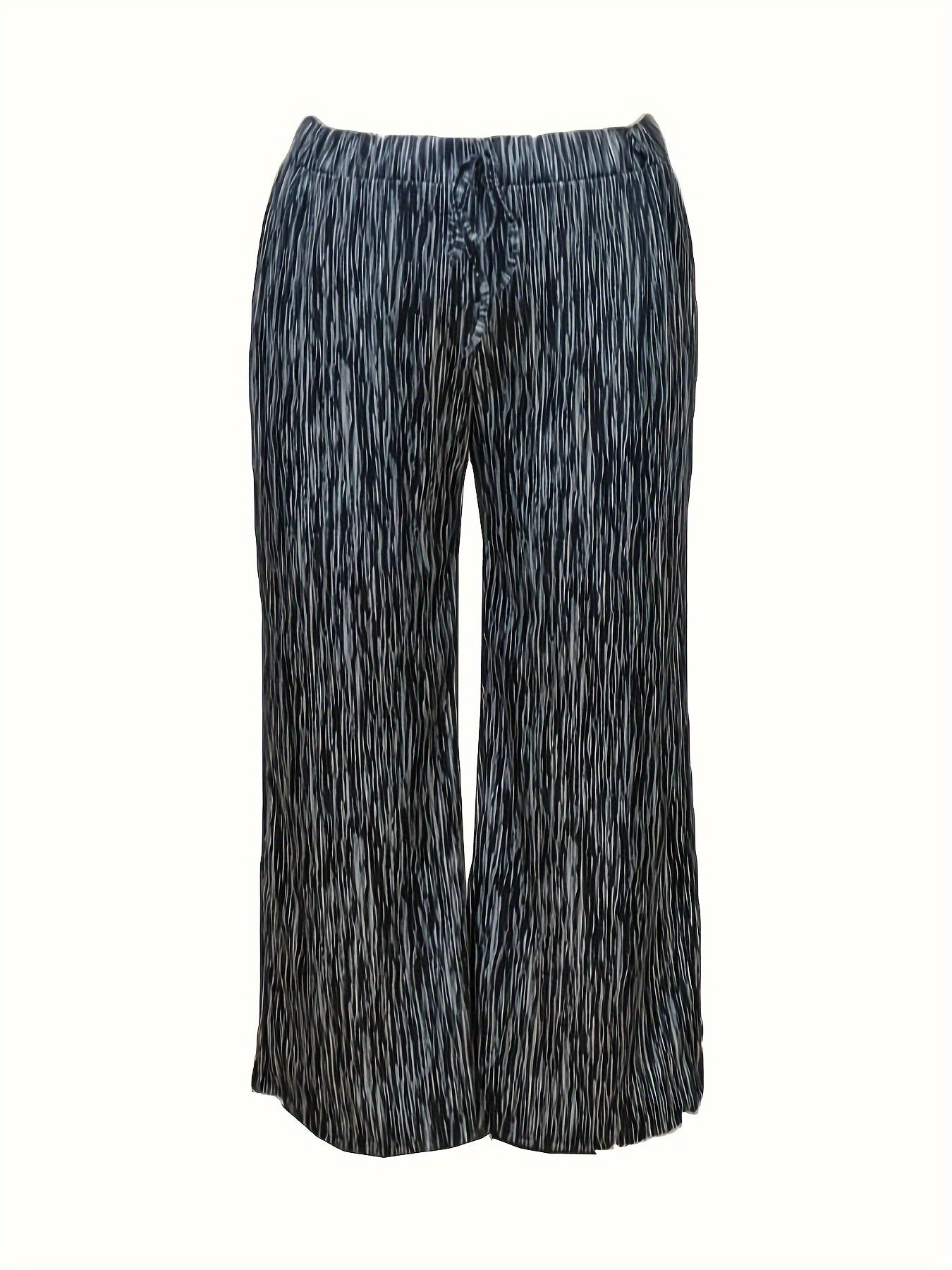Print Elastic Drawstring Wide Leg Trousers