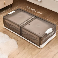 Under Bed Storage Box With Wheels Flat Folding Clothes Organizer