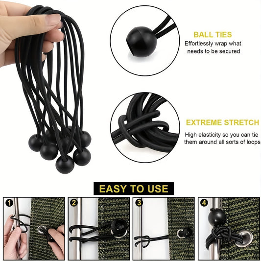 18pcs 17 Rubber Ball Bungee Cord Heavy Duty Canopy Tarp Tie Down Bungy Balls