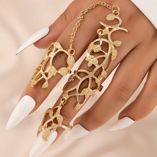 Flower Chain Stylish Hollow Carving Ring Jewelry For Women