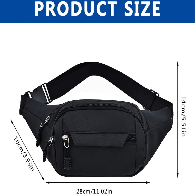 Waterproof Sports Waist Bag with 3 Zipper Pockets