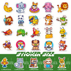 100pcs Small Animal Waterproof Stickers for Kids