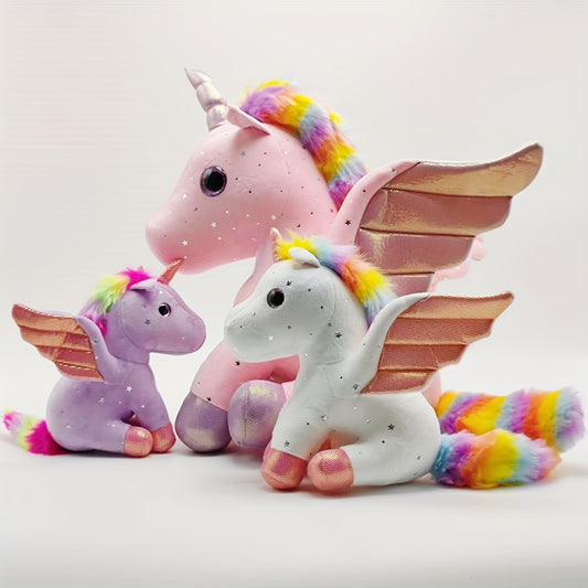 Rainbow Unicorn Plush Toy for Emotional Healing in 3 Colors 3 Sizes