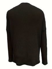  Solid Long Sleeve Round Neck Sweater