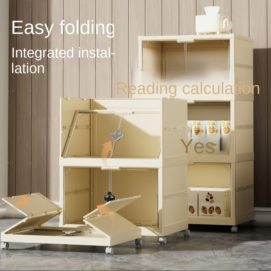 Foldable Storage Cabinet Plastic Snack Storage Household Shelf