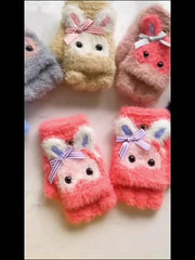 Kids Waterproof Half-finger Warm Gloves 6-15 Years