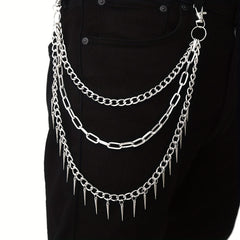 Pocket Chain Pants Trousers Chain Layered Waist Spike Tassel Chain