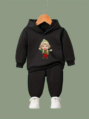 OERYUI Elf Boy Print Outfits 2pcs Girls Hoodies Jogger Pants Set