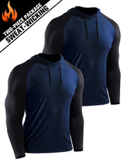 2 Pcs Men's Sports Compression Hoodies - Quick Drying & Stretch Fit