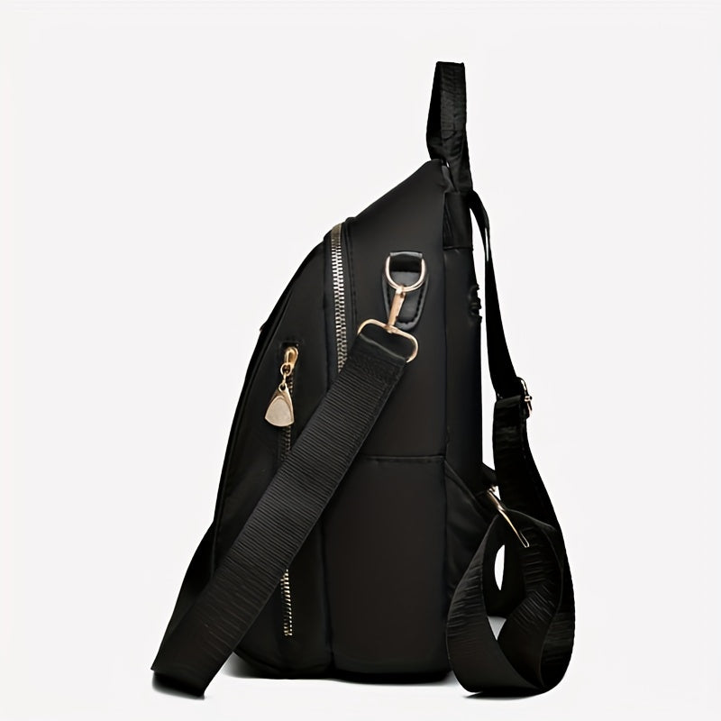 Nylon Backpack Purse Solid Travel Schoolbag Women's Two way Shoulder Bag