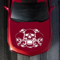 Three Skull Head Hood Car Stickers Door Body Halloween Vinyl Decals