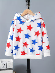 Independence Star Print Boys Casual Pullover Hooded Sweatshirt