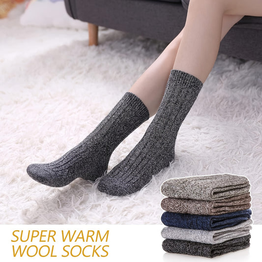 5 Pairs Unisex Soft Thick Wool Socks