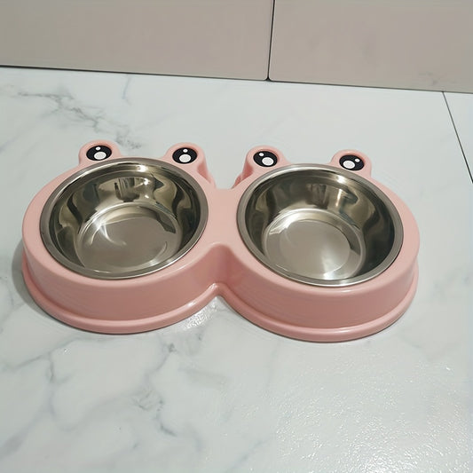 Stainless Steel Double Bowl for Pet Cats and Small Dogs