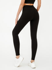 Soft Solid Sports Leggings For Women High Waisted Tummy Control