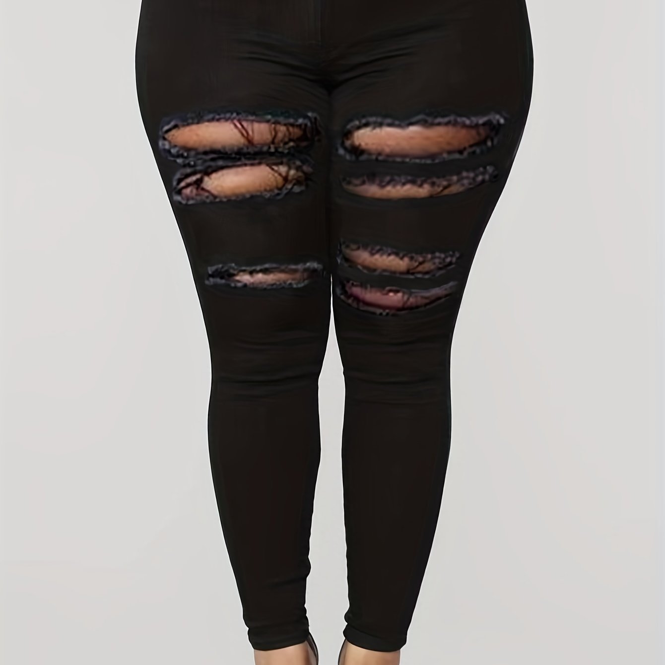  Solid Ripped Stretch Skinny Jeans