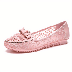 Women's Flower Mesh Flat Shoes Soft Sole Slip On Casual Flats