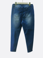 Solid Washed Button Up Skinny Jeans Women's Plus Size