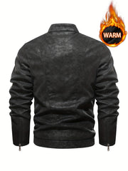 Men's Soft Shell PU Leather Jacket Windproof Waterproof