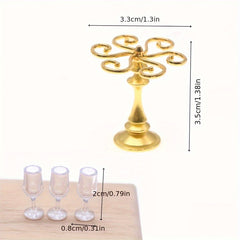 Dollhouse Wine Rack and Glass Models DIY Pocket Living Room Scene
