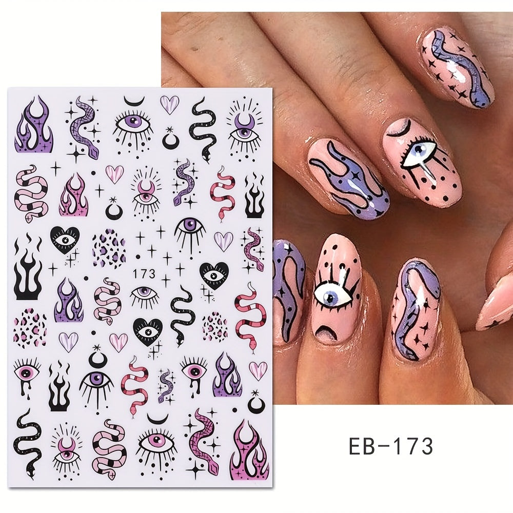 Evil Eye Nail Art Stickers Decals 3D Self Adhesive Witch Nail Decals