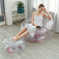 Thickened Sequin Inflatable Sofa Foldable Recliner Outdoor Lazy Sofa
