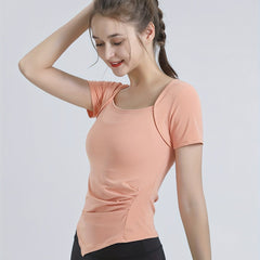 Women's Summer Slim Leisure Sports Short Sleeve T-shirt Solid