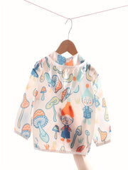 Kid's Hooded Sun Protect Jacket Happy Face Print Coat