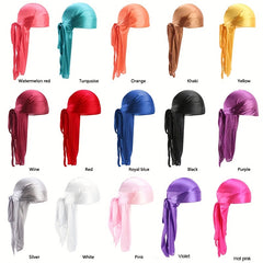 3pcs Unisex Satin Head Scarf Stretchy Bandana Beanie Durag Turban Cap