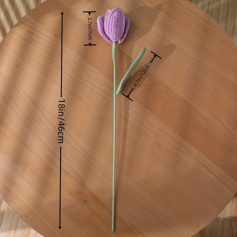 1pc Crochet Wool Eternal Flower Tulip Gift Handicrafts
