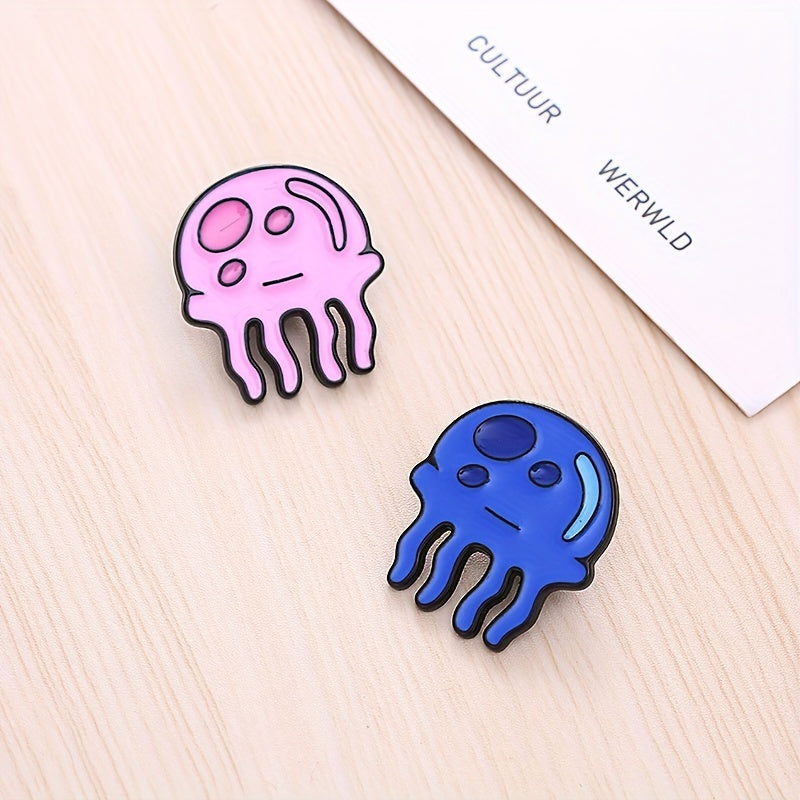 Cartoon Jellyfish Brooch Animal Metal Badge for Men