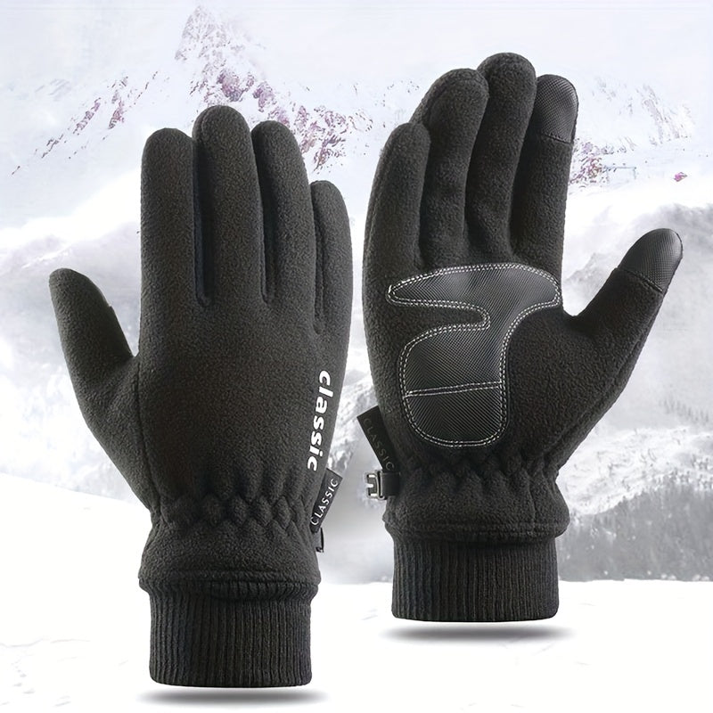 Winter Warm Gloves Polar Fleece Thickened Windproof Anti splashing Fleece Gloves