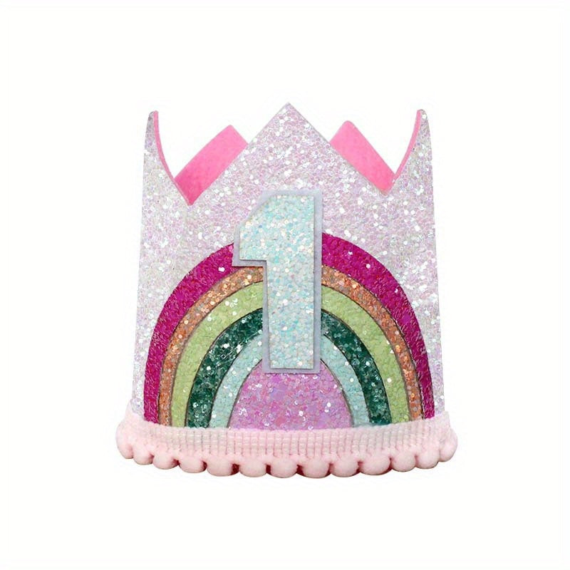 Felt Rainbow Birthday Party Crown 1st 2nd 3rd Happy Birthday Decor