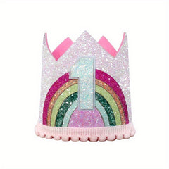 Felt Rainbow Birthday Party Crown 1st 2nd 3rd Happy Birthday Decor