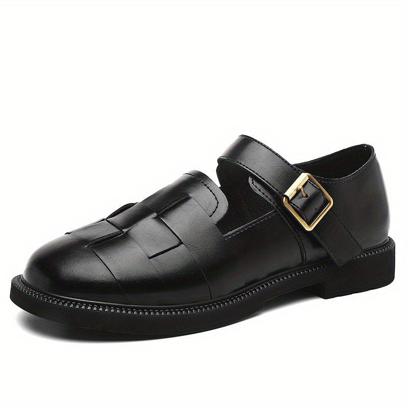 Women's British Style Loafers with Ankle Buckle Strap
