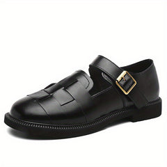 Women's British Style Loafers with Ankle Buckle Strap