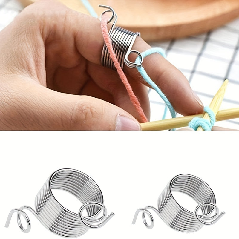 2pcs Stainless Steel Crochet Ring Finger Yarn Guide