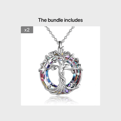 Tree Of Life Necklace Round Rainbow Crystal Pendant Birthday Gift