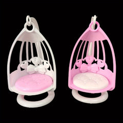 Mini Dollhouse Cradle with Bow Pattern Lightweight Unique Random Options