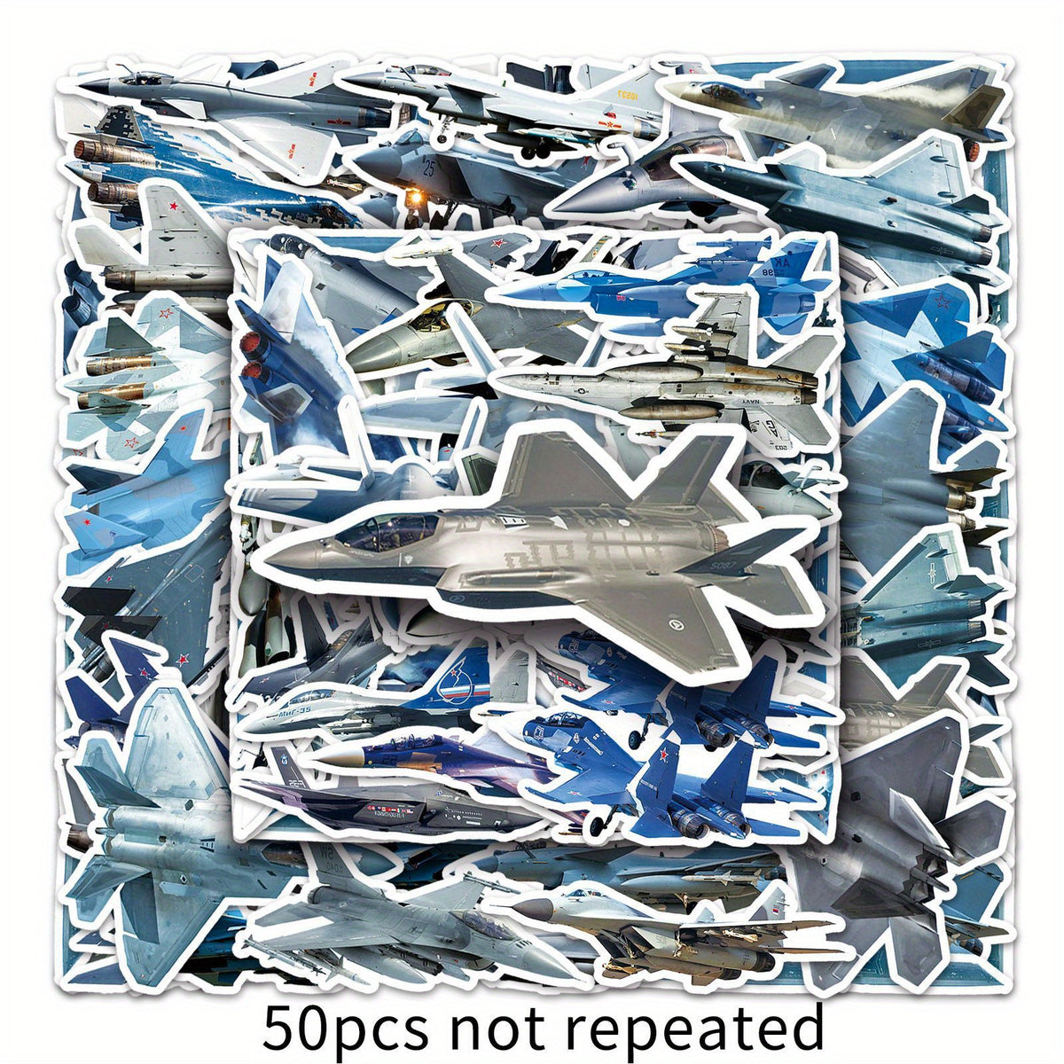 50pcs Fighter Jet Doodle Stickers Military Waterproof Sticker