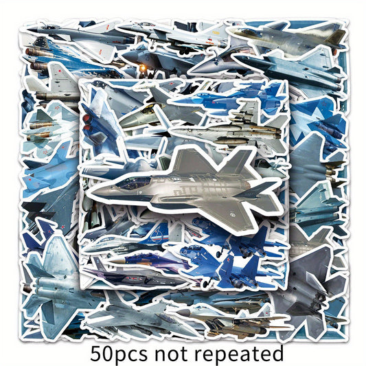 50pcs Fighter Jet Doodle Stickers Military Waterproof Sticker