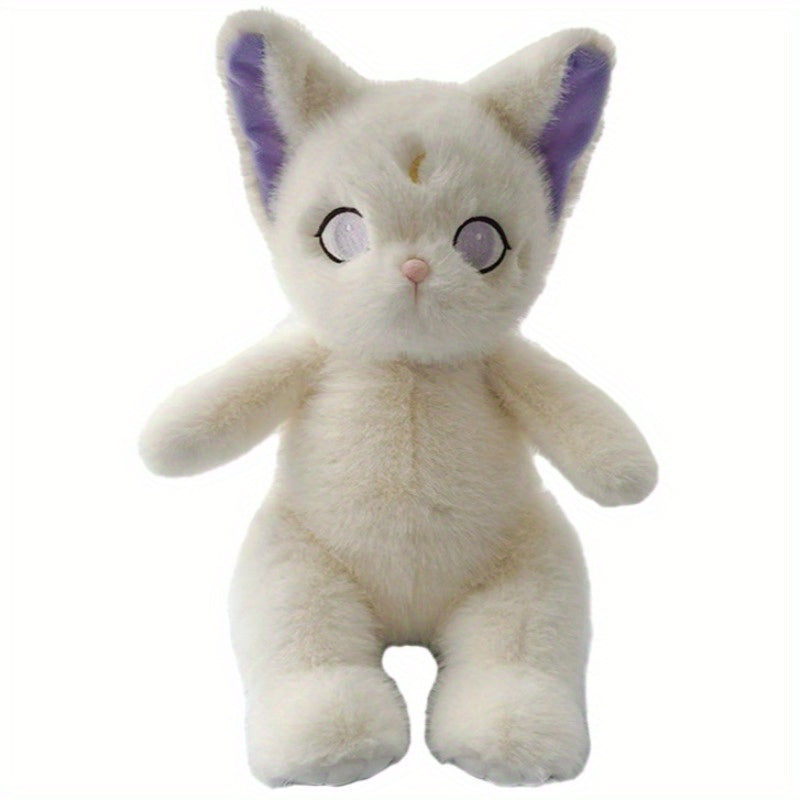 Soft Fluffy Witch Cat Plush Doll Magical Kitten Toy with Pastel Colors