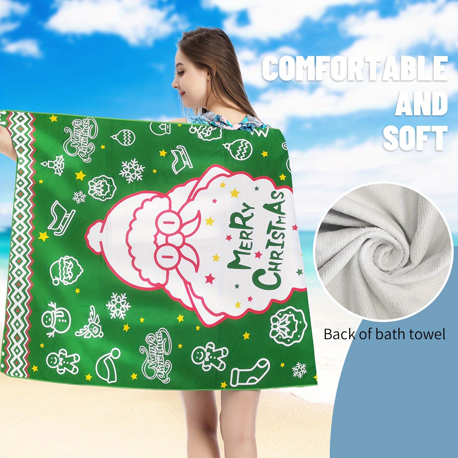 Christmas Camping Towel Quick Drying Outdoor Warm Blanket