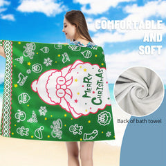 Christmas Camping Towel Quick Drying Outdoor Warm Blanket