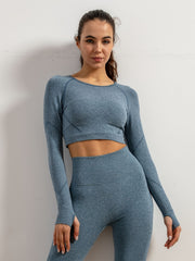 Women's Long Sleeve Crop Top Moisture Wicking Sports Shirt