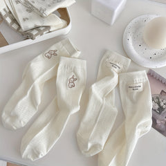 5 Pairs Bunny & Floral Print Socks & Mid Tube Socks Women's Stockings
