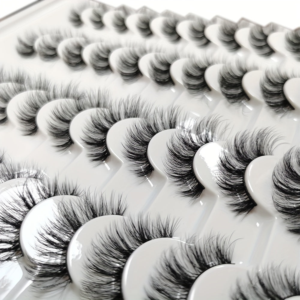 20 Pairs Faux Fluffy Curling False Lashes Pack