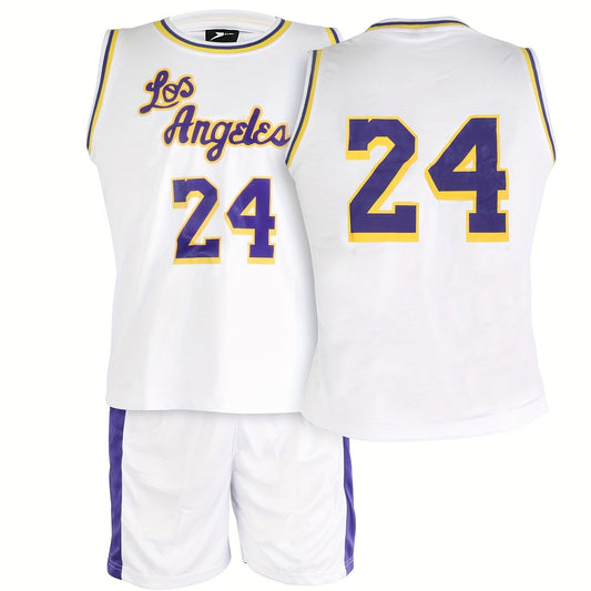 Youth Basketball Jersey Set 24 Print Breathable Boys